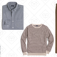 Twill Barn Jacket, $79 | Heathered Cotton Shirt, $30 | Striped Harbor Cotton Crewneck Sweater, $27 | Driggs Cord, $35